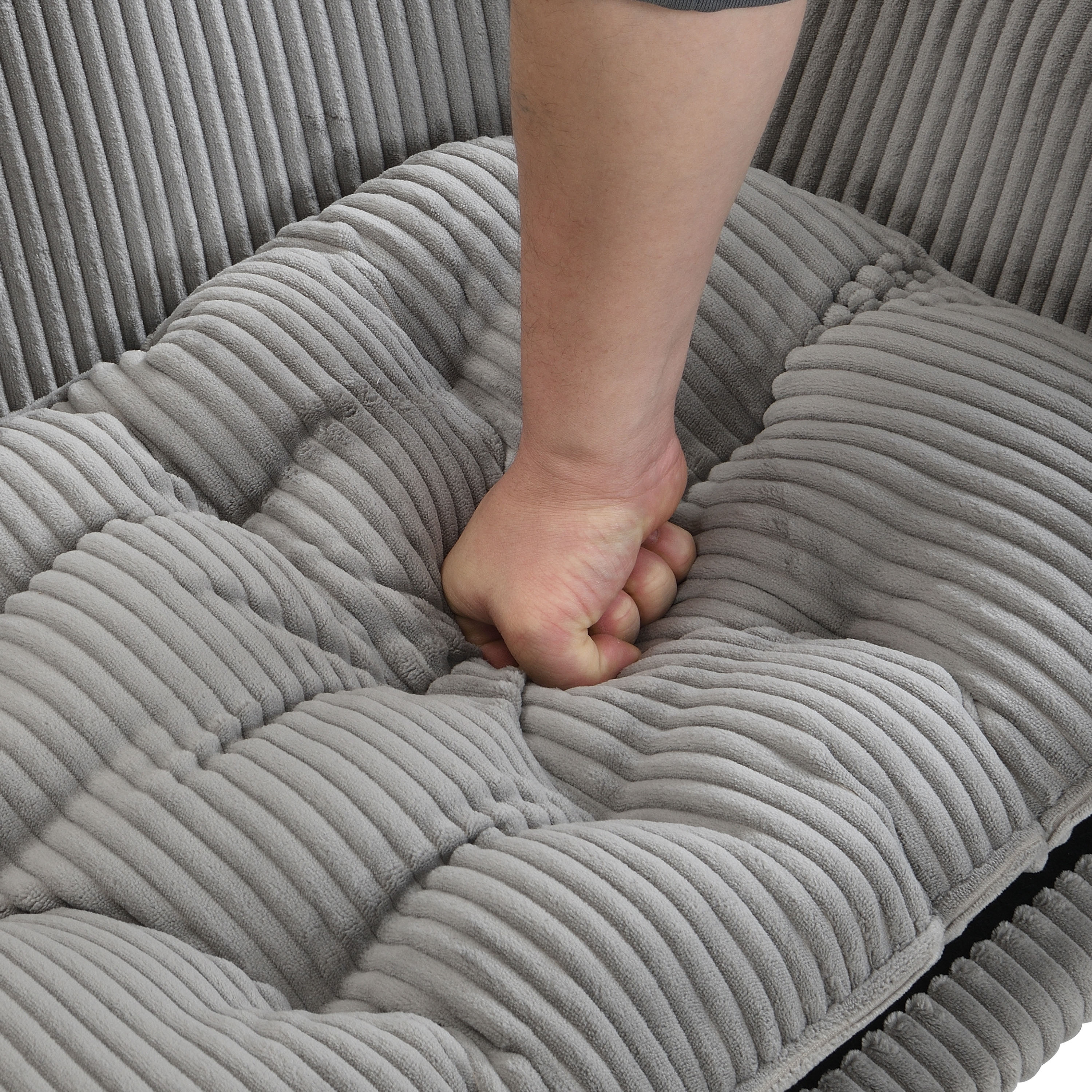 Elevated Dog Bed Frame for Small Dog, Corduroy Pet Couch Bed with Rubber Wood Legs and Supportive Foam, Grey, Easy Assembly — image 13