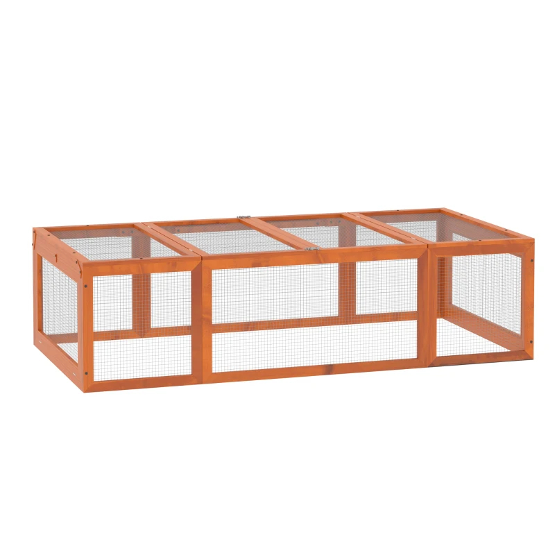 PawHut Large Wooden Rabbit Hutch Small Animal Habitat Enclosure Outdoor Run And Lockable Doors - Natural — imagen 2