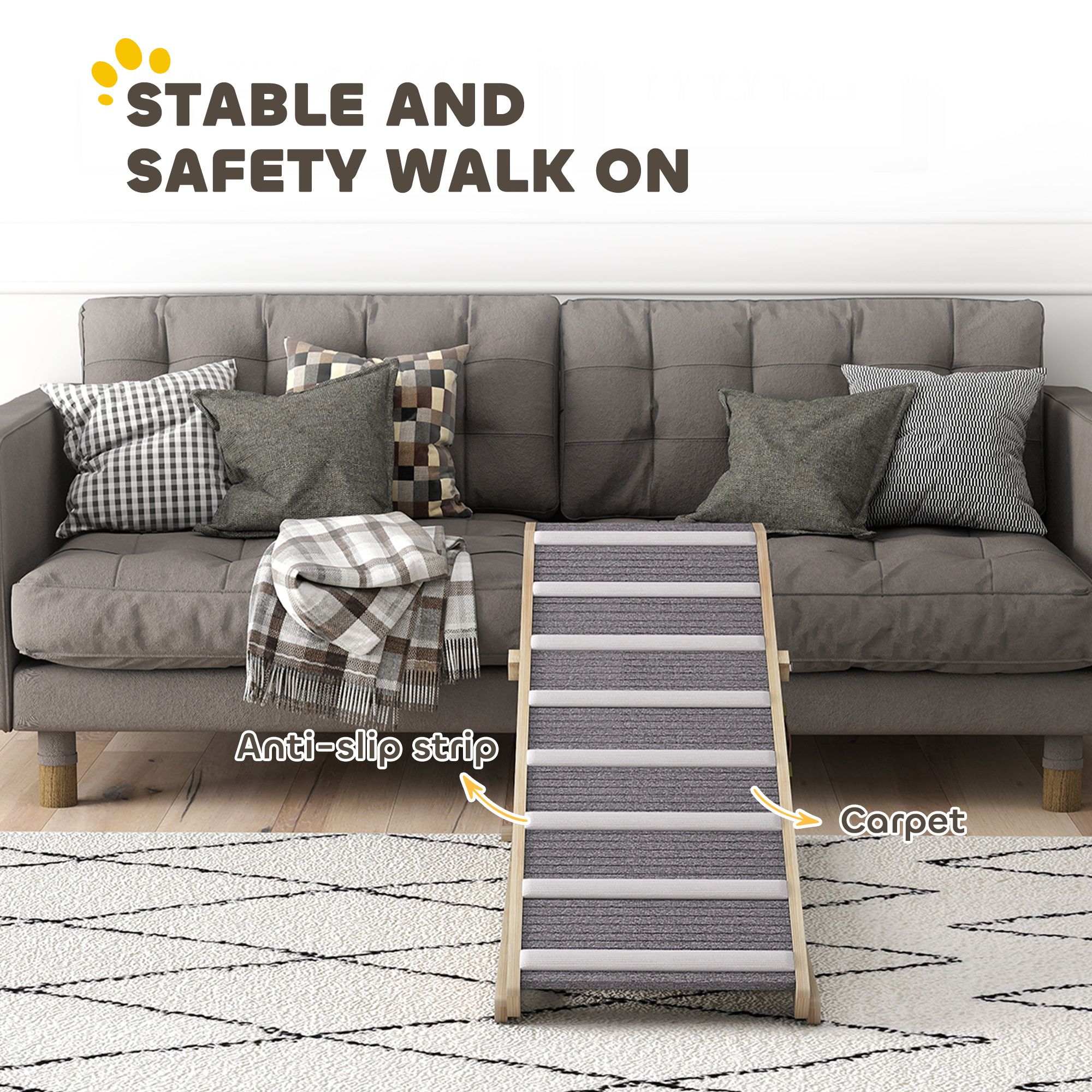 Paso para Sofá para Perros, Rampita Plegable para Pequeños y Grandes Caninos, 4 Alturas Ajustables desde 16" hasta 23.5" — imagen 4