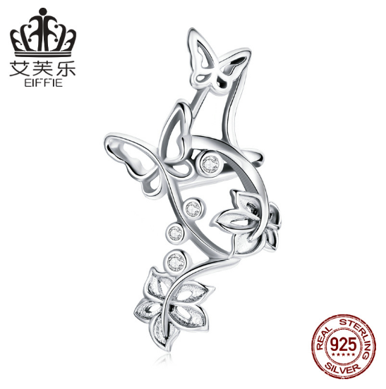 Auriculares de Clasificación de Mariposa en Vaina de Plata S925 Simple con Zircón y Oxidación — imagen 1