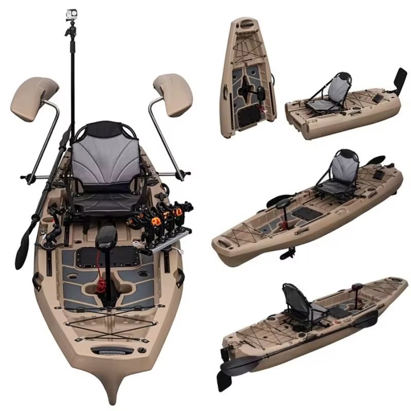 New Designed 10ft 1 Person Modular Fishing Kayak With Pedals Detachable Foldable Kayak Suit for Electric Motor — image 4