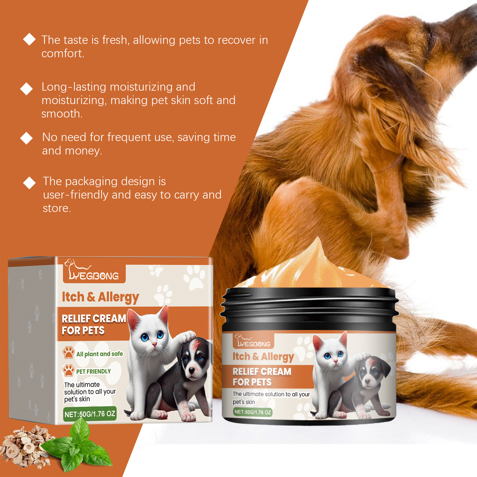Pet Itch & Allergy Relief Cream, Soothing Skin For Dogs & Cats, Natural Herbal Extracts For Itch, Bites & Irritated Skin, 50g — image 5