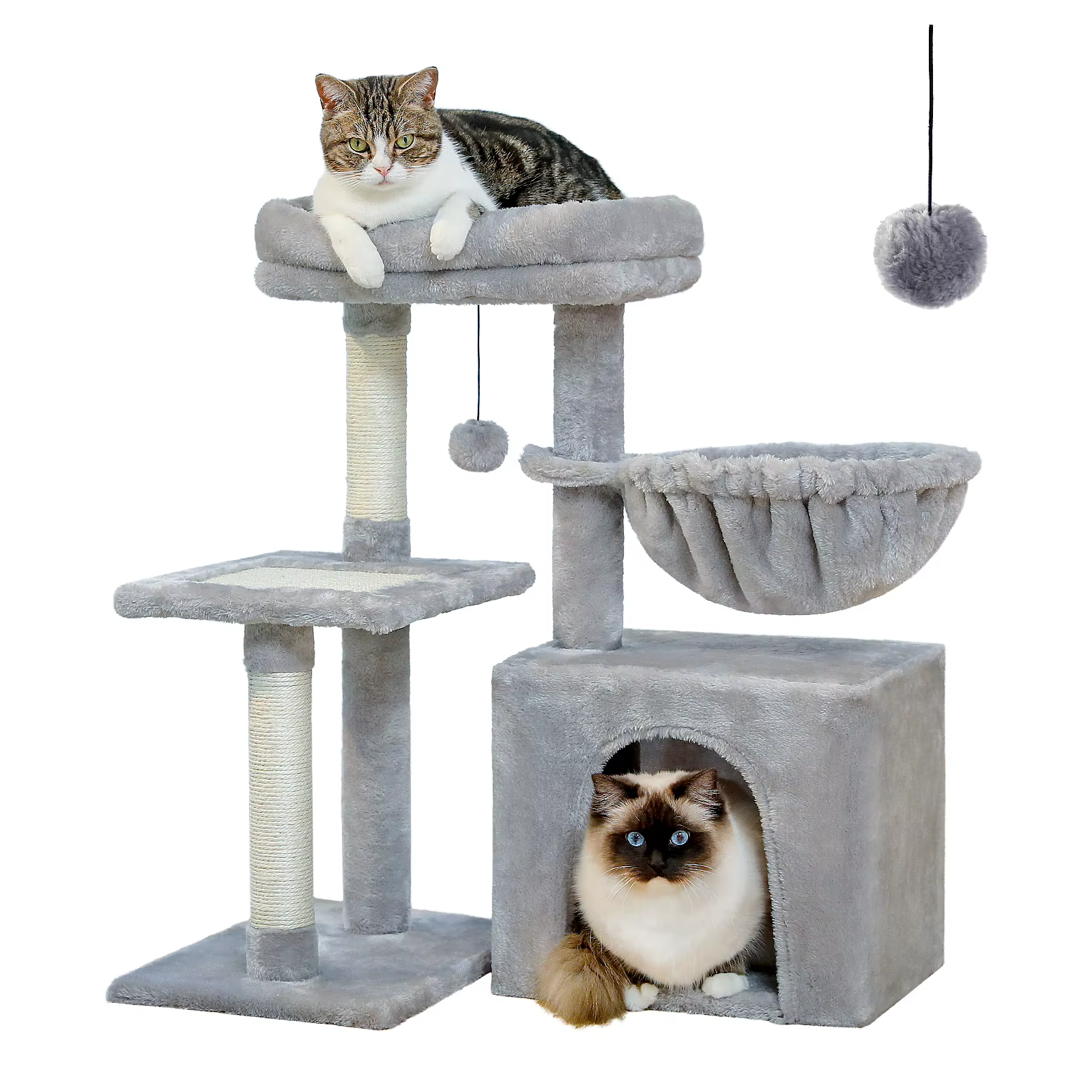 Cat Tree Cat Tower for Indoor Cats 2 Styles Cat Activity Tree with Cat Scratching Posts Big Hammock and Removable Top Perch Grey — image 1