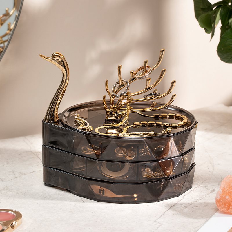 Fashionable and creative household large capacity swan jewelry storage box — image 1
