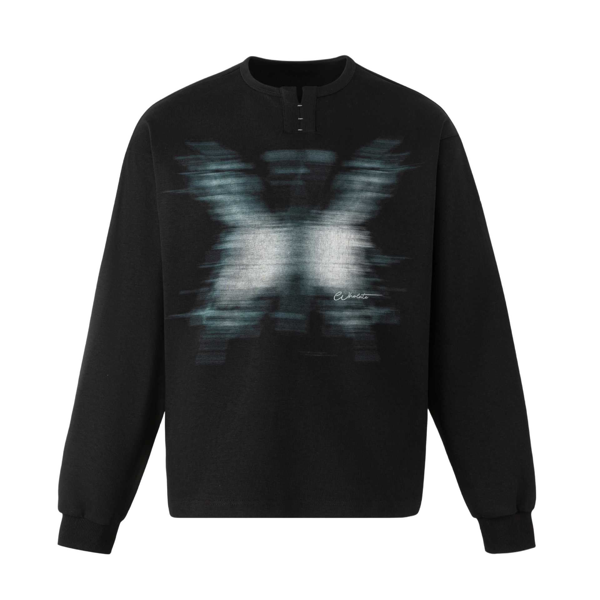 Butterfly Illusion Loose Henley Neck Long Sleeve Hoodie for Men — image 8