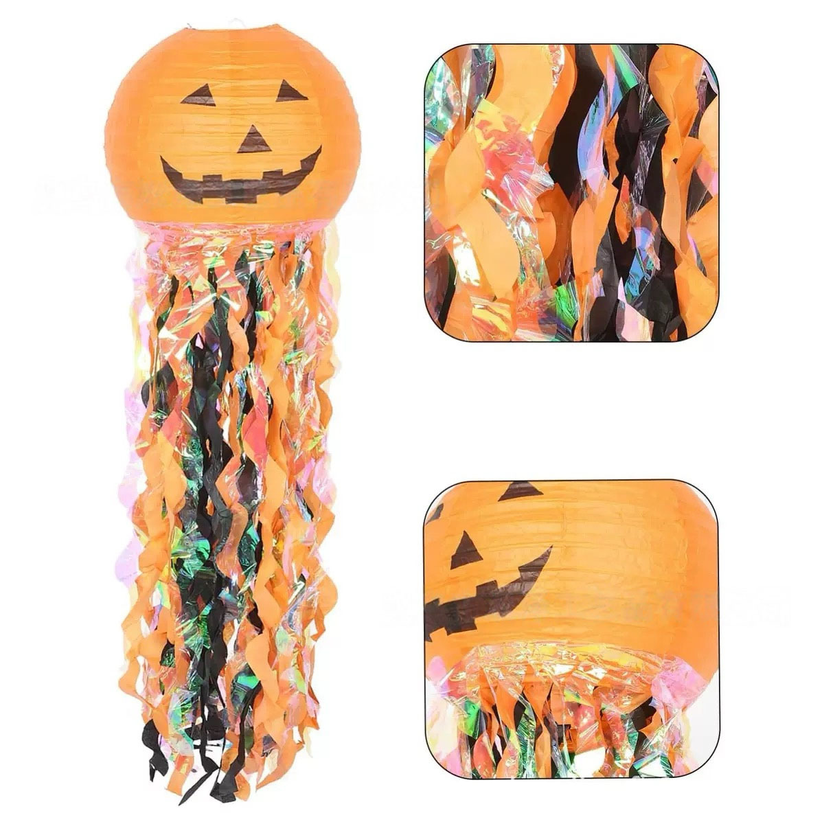 Halloween Paper Lantern DIY Handmade Jellyfish Pumpkin Head Lantern Hanging Decoration Prop Decor Scary Haunted House Door Hanging Ornament — image 4