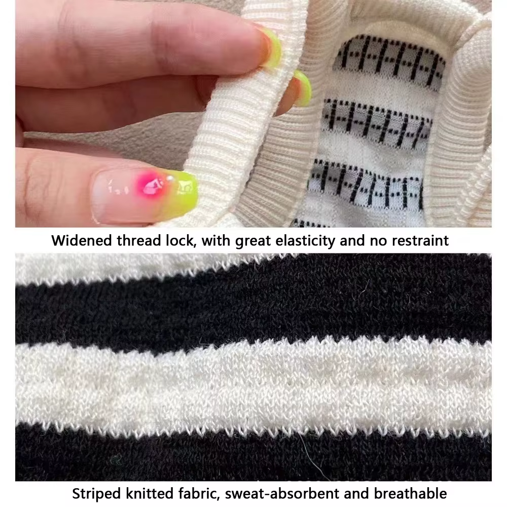 Ropa de Verano para Perros con Rayas - Vestido para Pequeños Canes Bichón Frisé Negro Confortable con Correa y Ojal — imagen 3