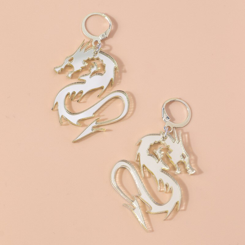 Pulseras de Dragón en Estilo Chino con Superficie Espejada, Color Dorado y Plateado para Mujer Joyería Punk — imagen 7