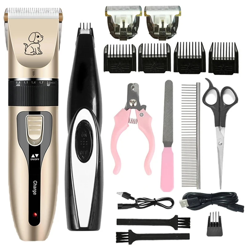 Electric Pet Clipper Grooming Kit for Dogs Reachageable Trimmer Haircut Cat Hair Cutting Remover Quiet Nail Grinder Machine Set — image 1