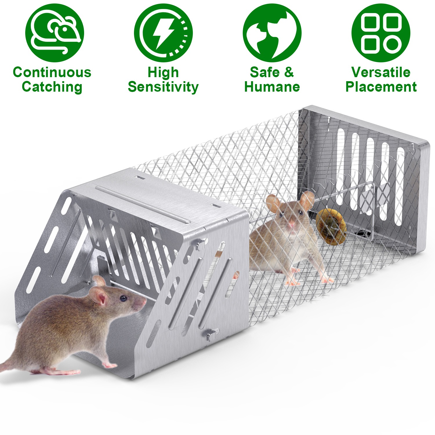 Trampa Automática Continua de Ratas con Puerta Única y Humana para Roedores Pequeños — imagen 4