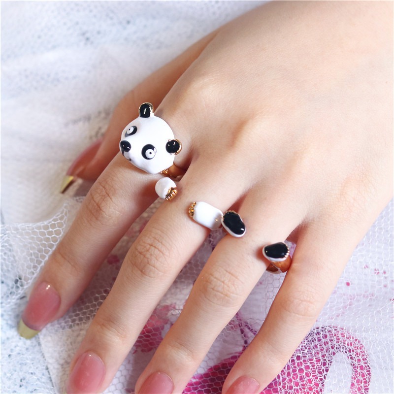 New Combination Ring Fashion Creative Panda Ring Can Be Split into Small Jewelry Combination Set Ring — image 3