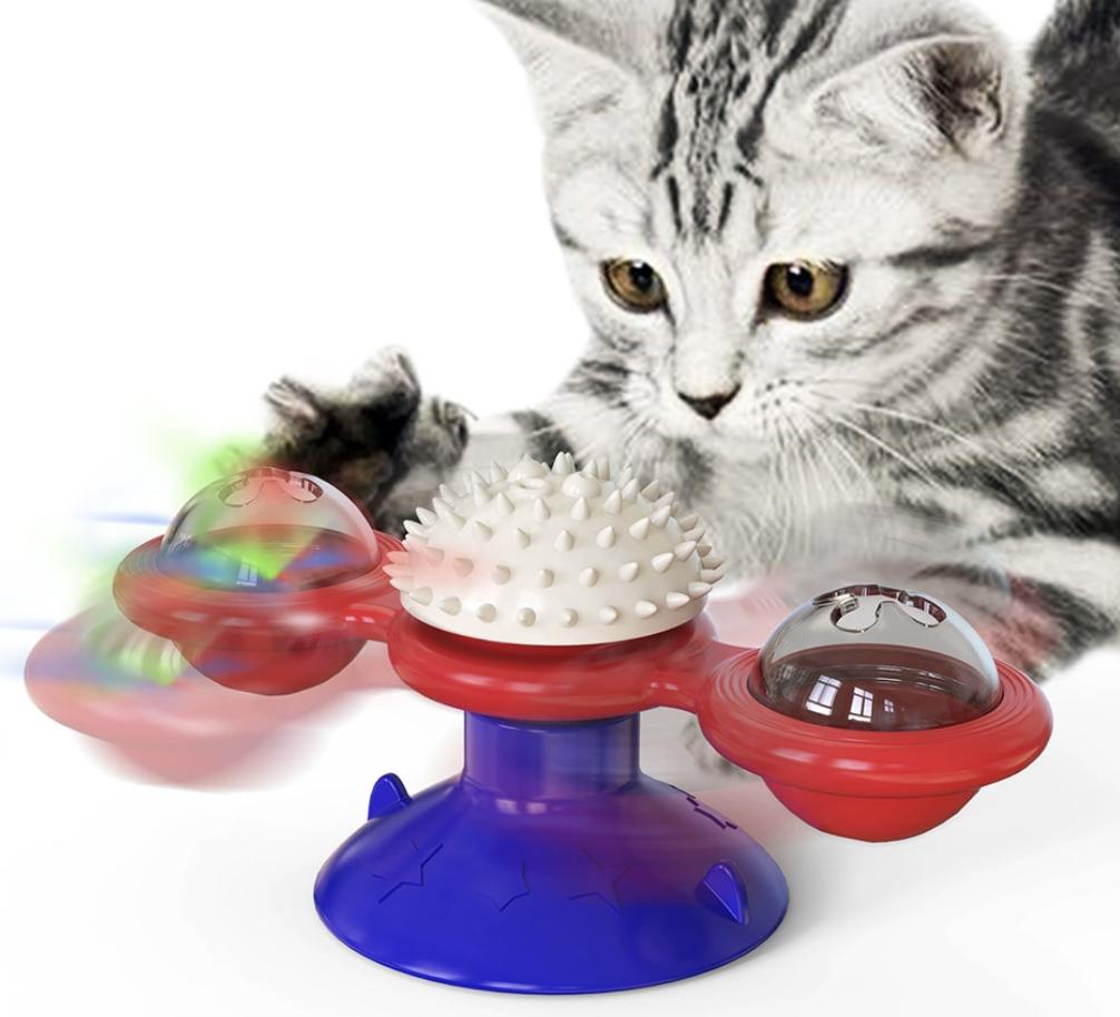 Juguetes de Entretenimiento para Gatos Interactivos con Lámpara LED, Suporte de Pegamento y Hierba de Gato - Conjunto de Ejercicio y Diversión para Casas — imagen 4