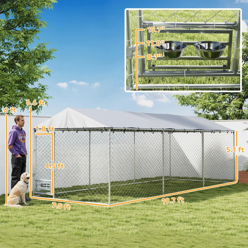 Dog Kennel Outdoor Dog Run Waterproof UV-Resist Cover Lockable Door Adjustable Bowls 20 X 7.5 X 6.5ft, Multiple Packages — imagen 1