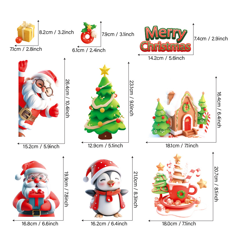 3D Santa Claus Elk Static Window Stickers Showcase Glass Doors Christmas Decorative Stickers Self Adhesive — image 5