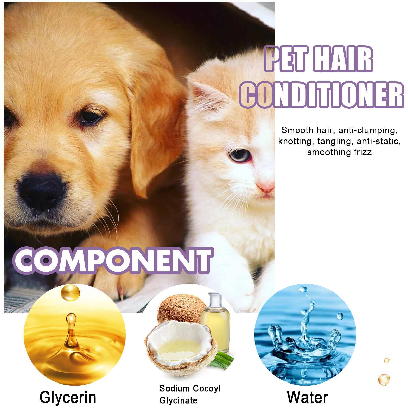 Pet Hair Conditioner For Dogs Cats, Moisturizing Detangling Pet Coat Conditioner, Anti Static, Softens & Brightens Fur, Long Lasting Fragrance, 50ml — image 6