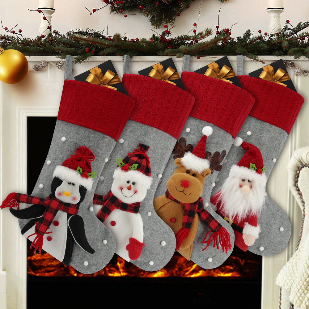 Holiday Socks Creative Cartoon Old Man Snowman Elk Decoration Gift Bag Christmas Home Decoration — image 1