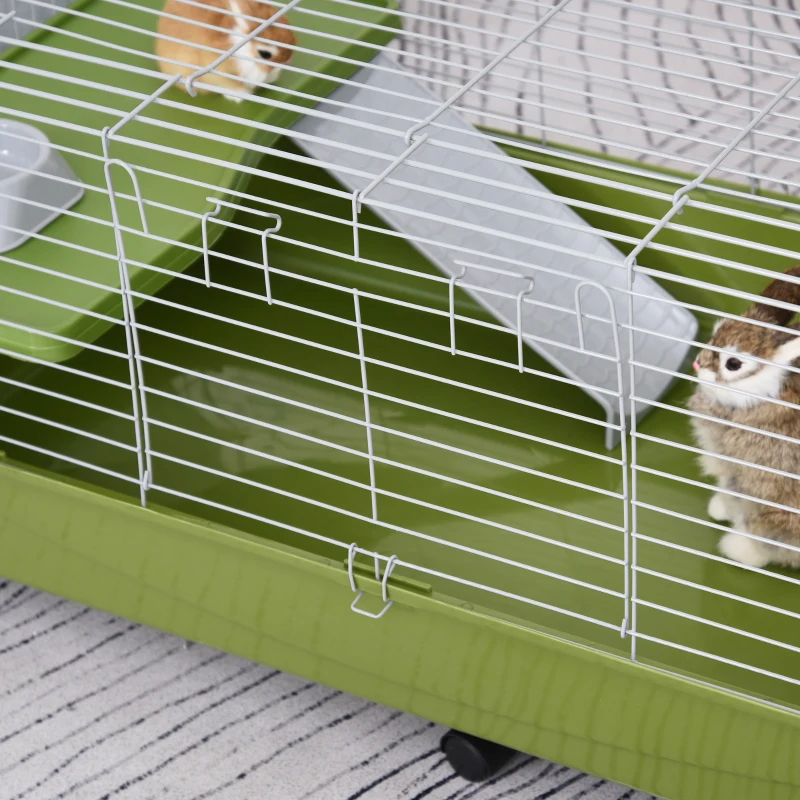 Jaula de 47" para Animales Pequeños, Conejera para Chinchilla y Cuyo, Casa para Mascotas con Plataforma, Rampa, Plato de Comida, Ruedas y Botella de Agua — imagen 4