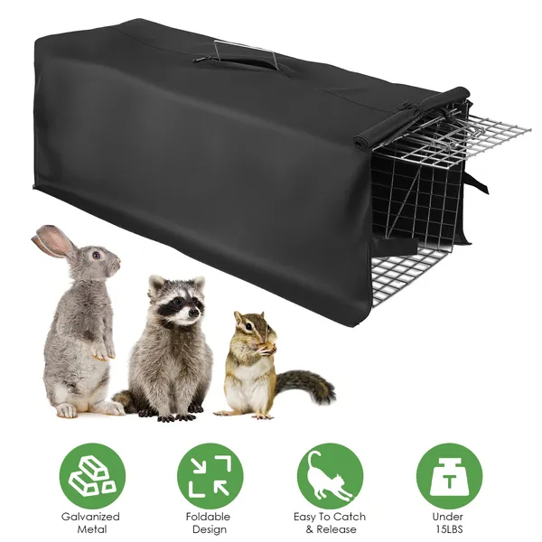 Jaula Trampa Plegable para Animales Vivos, Resistente, 31x12x11', Funda y Guantes Disponibles — imagen 10