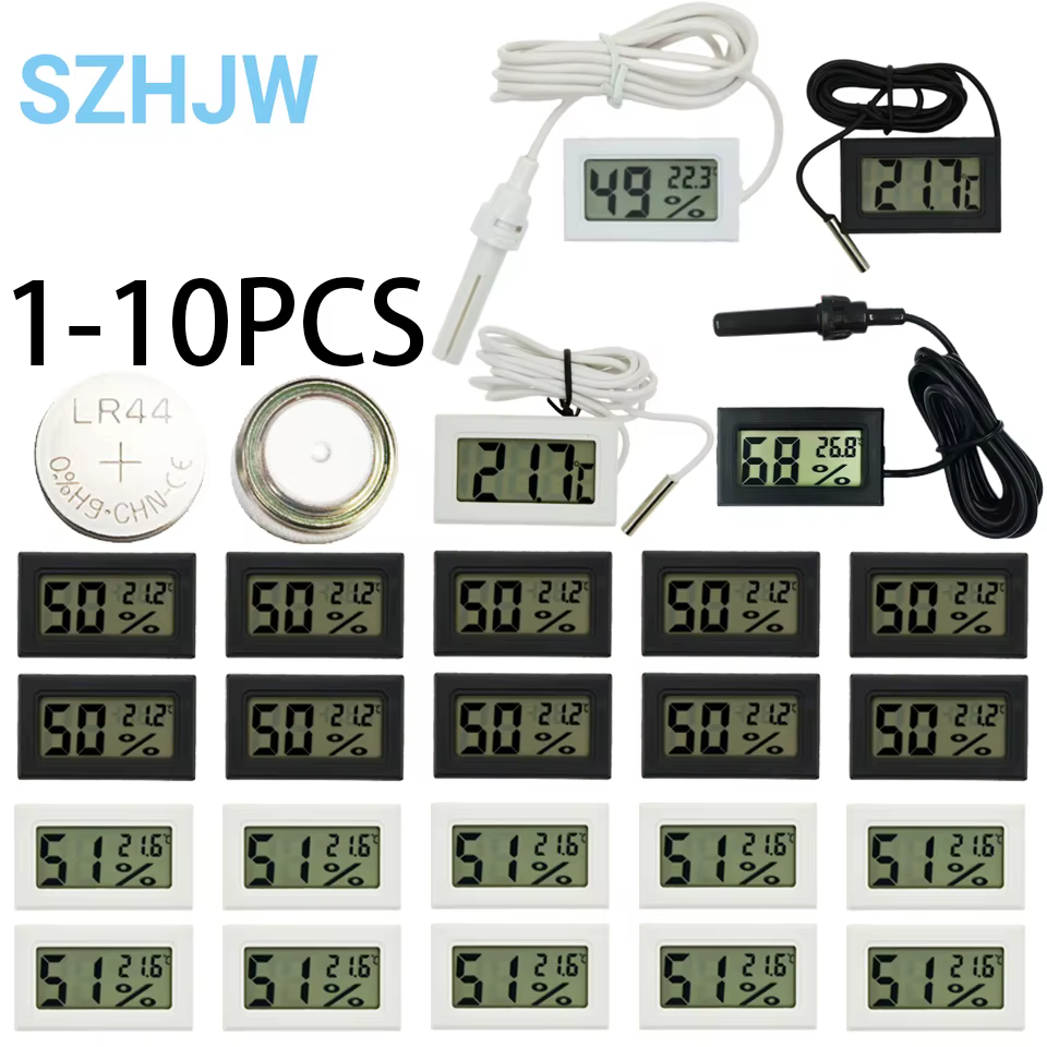 Termómetro digital mini 1-10 piezas, medidor de temperatura y humedad para refrigerador, acuario, monitor