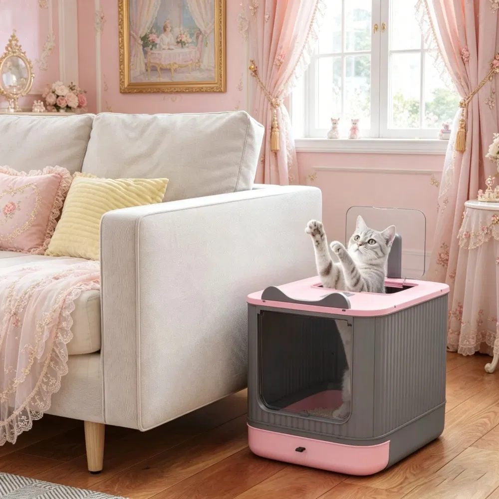Cat Litter Box with Adjustable Front 17.5 Inches X 13.6 Inches X 15.9 Inches — image 1