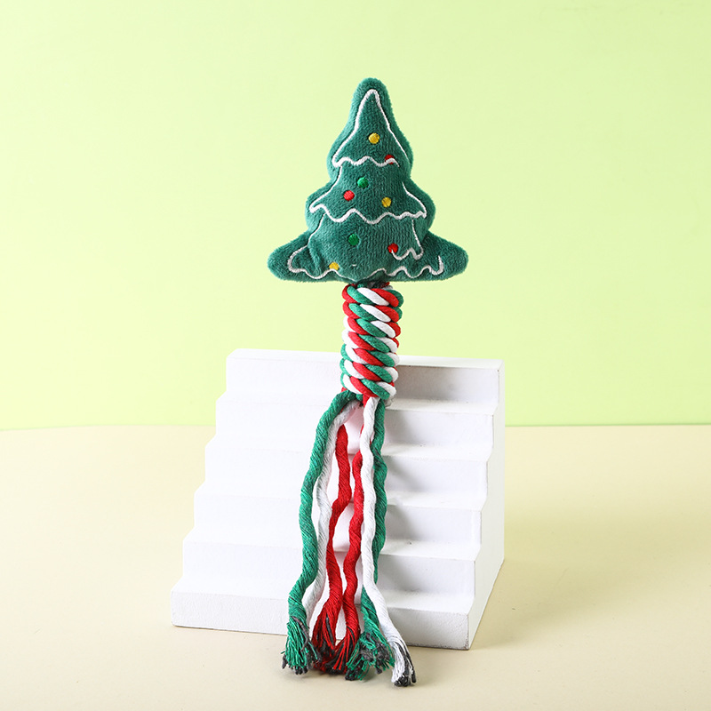 Christmas Cotton Rope Pet Plush Toy Teeth Grinding Durable Cartoon Self Hi Dog Toy Cat Supplies — image 8