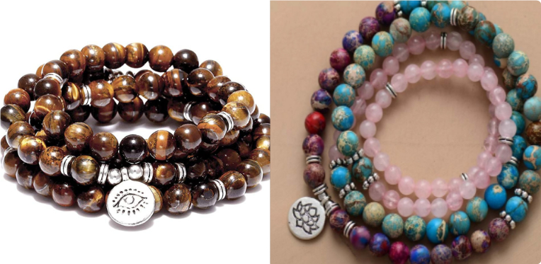 Amazon Stone Tiger Eye Stone Bracelet Necklace 108 Buddha Beads Lotus Bracelet — image 13