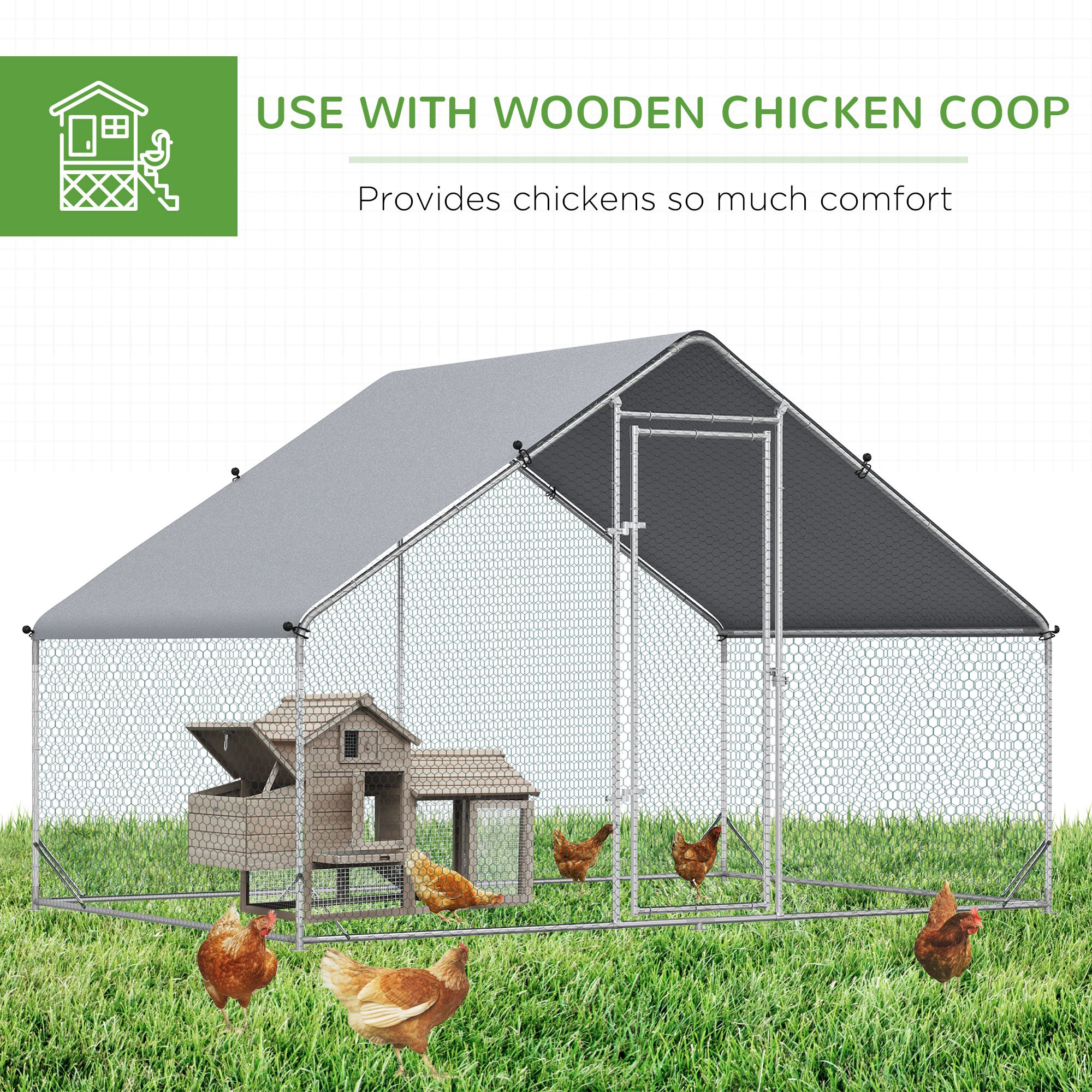 Large Chicken Coop Metal Chicken Run With Waterproof And Anti-UV Cover, Spire Shaped Walk In Fence Cage Hen House For Outdoor And Yard Farm Use, 1" Tube Diameter, 9.8' X 6.6' X 6.6' — imagen 4