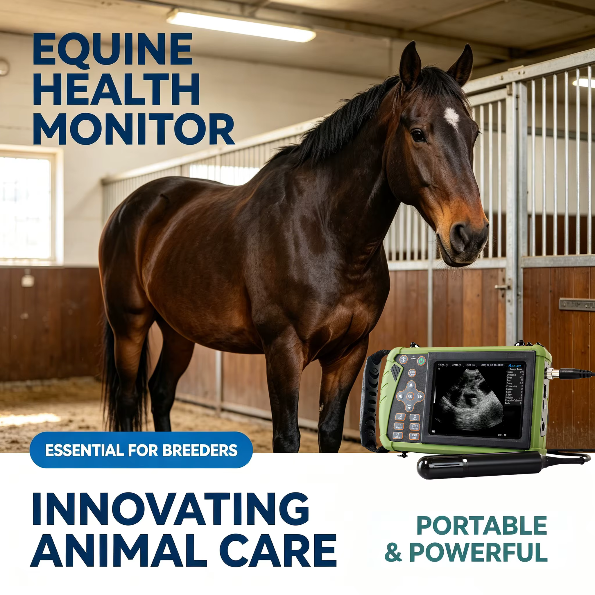 Portable Veterinary Ultrasound Scanner for Pregnancy Vet B-Ultra Machine with 3.5MHz Rectal Probe for Cows Horses Camels Animals — image 3