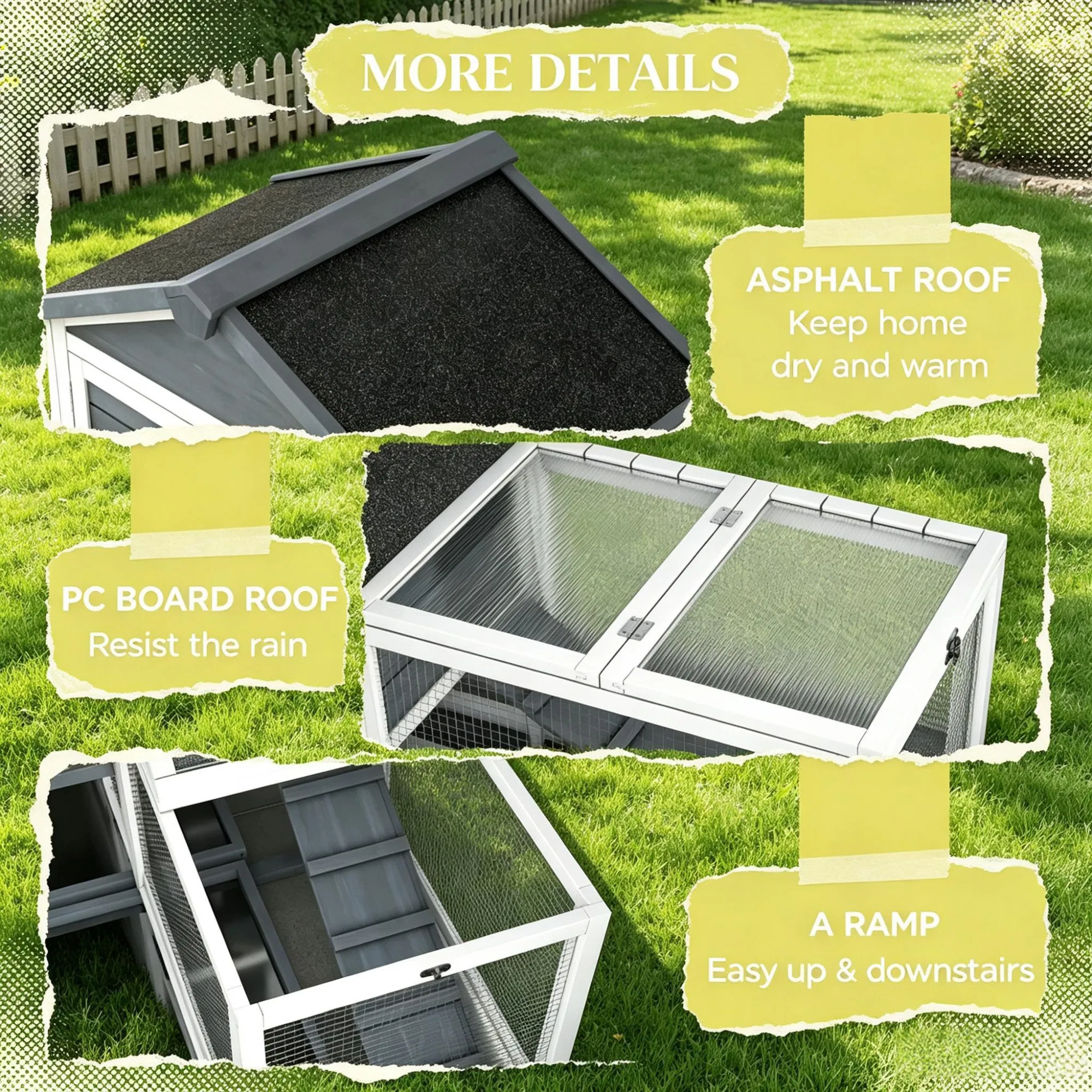 Gray 65" Spacious Wooden Rabbit Hutch: Pet Playpen with Openable Roof for Easy Access & Storage Box for Rabbits — image 5
