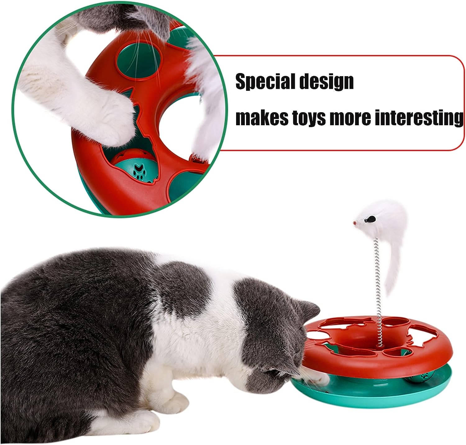 Cat Toys Cat Toys For Indoor Cats Interactive Kitten Toys Roller Tracks With Catnip Spring Pet Toy With Exercise Balls Teaser Mouse — image 1