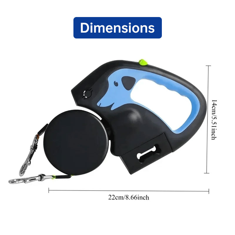 Dual / Double Dog Leash, 360° Retractable Roulette, 3M, LED Light, Tangle-Free, Double-Ended Traction Rope — image 11