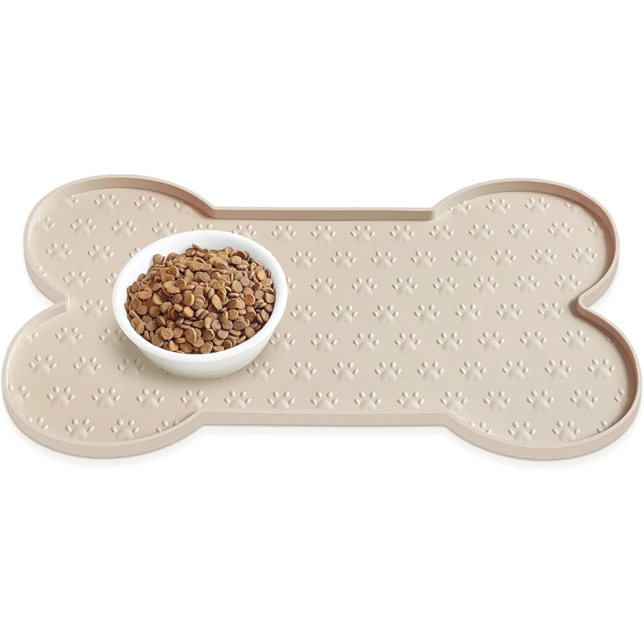 Dog Food Mat Anti Slip Silicone Dog Bowl Mat Thicker Pet Placemat Waterproof Cat Feeder Pad With Raised Edge Puppy Kitten Feeding Mats Suitable Small Medium-Sized Dogs Cats Eating Tray — image 1