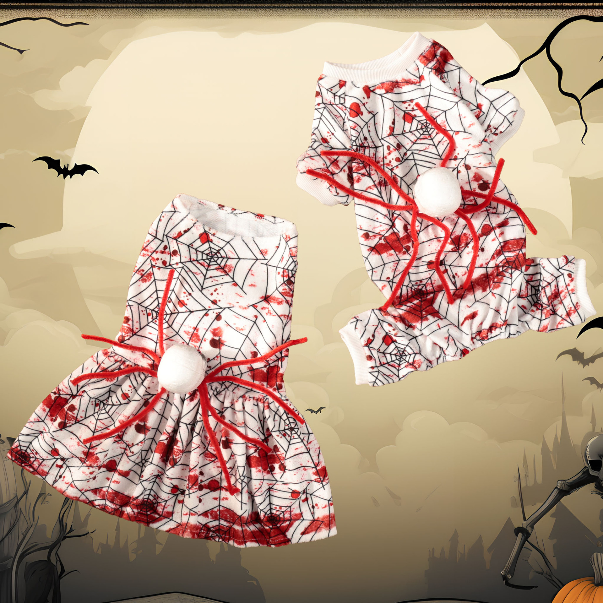 Disfraz de Halloween para Perros: Ropa de Cuatro Patas con Araña Sanguinaria Pequeño Tamaño — imagen 4