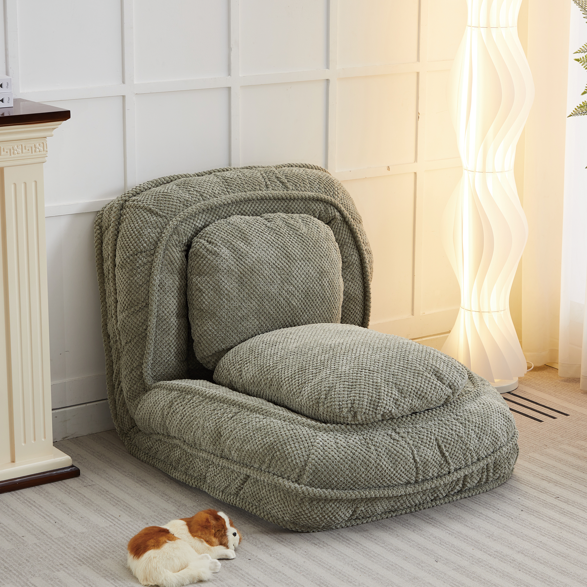 Cama para Perros Humano, Sofá Relajante 5 Posiciones Ajustables, sentarse, dormir, plegar, ideal para sala de estar, dormitorio, Diseño Ahorrador de Espacio Verde — imagen 8