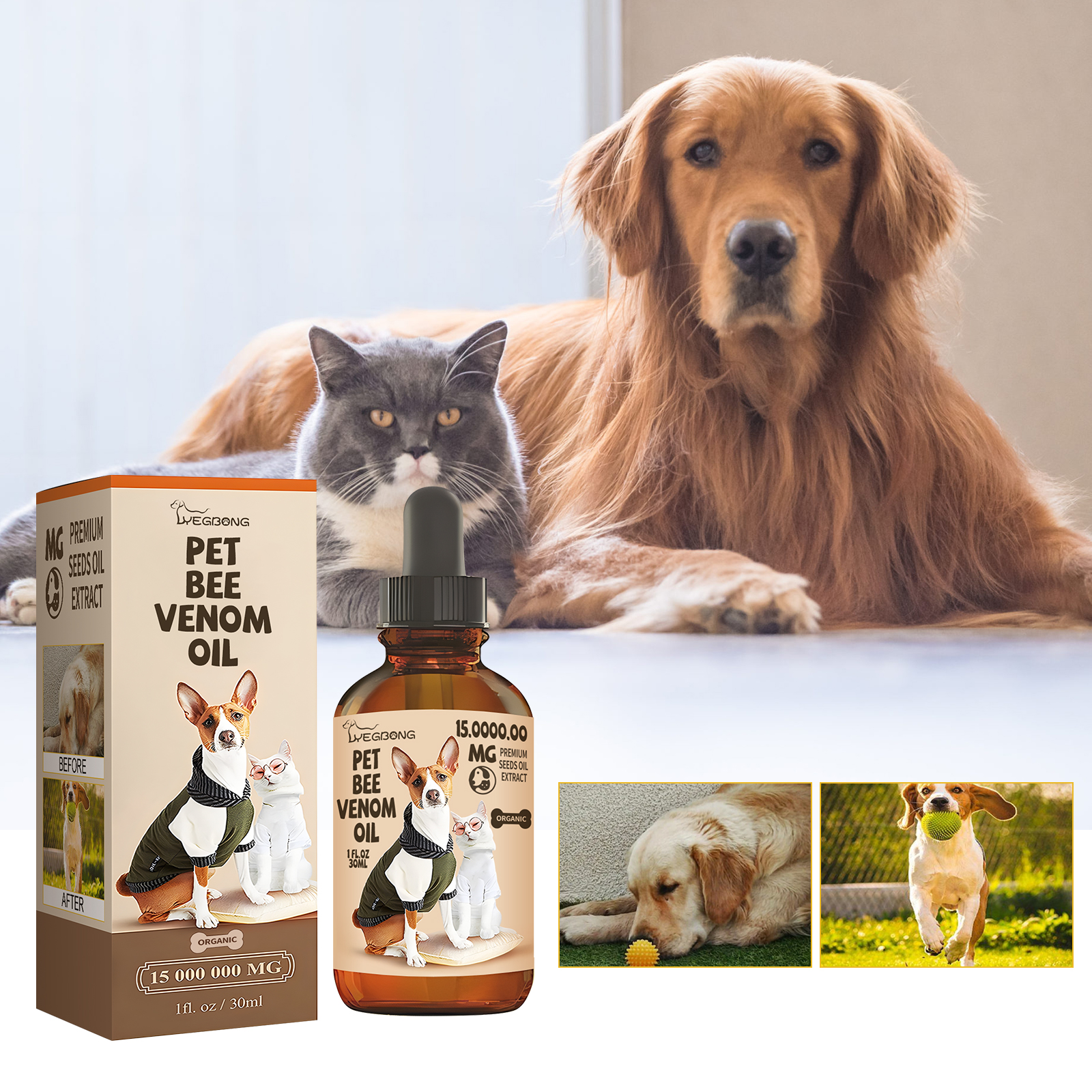 Aceite de Veneno de Abeja para Juntas de Mascotas - Suplemento de Apoyo Articular para Perros y Gatos con Alivio de Dolor en Juntas — imagen 4