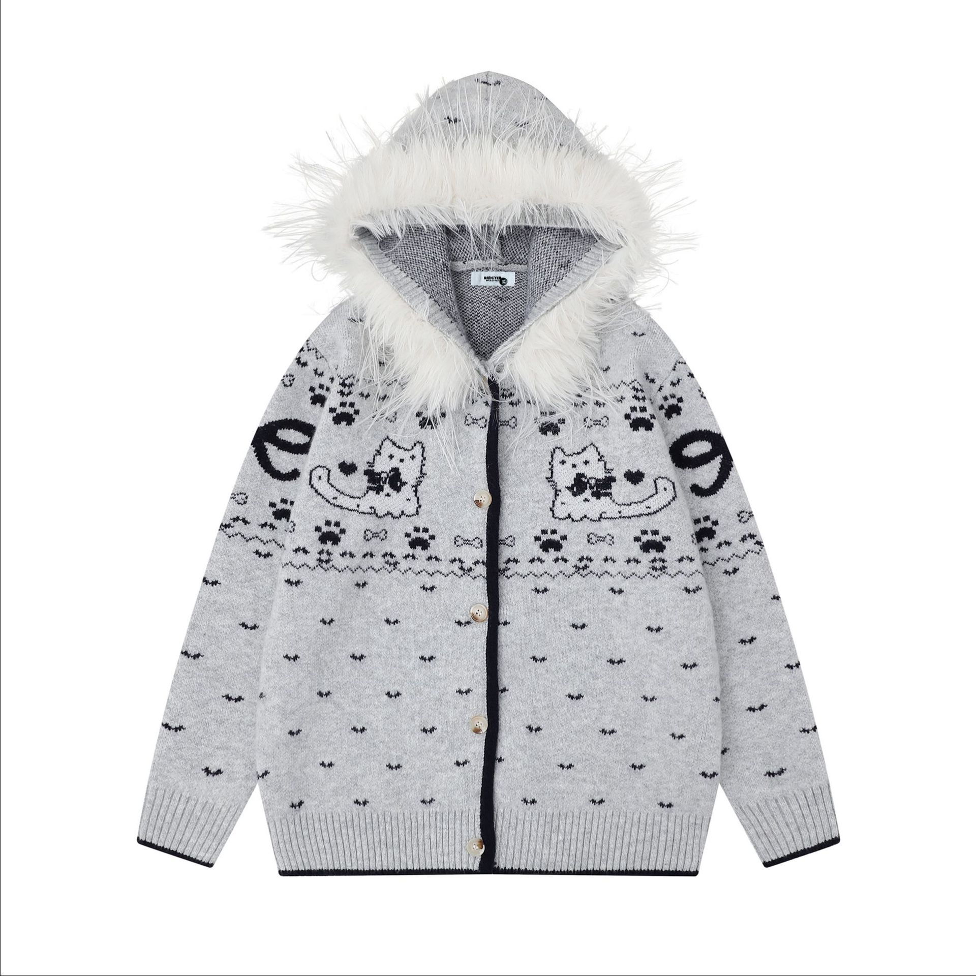Cartoon cat design sweater — image 1