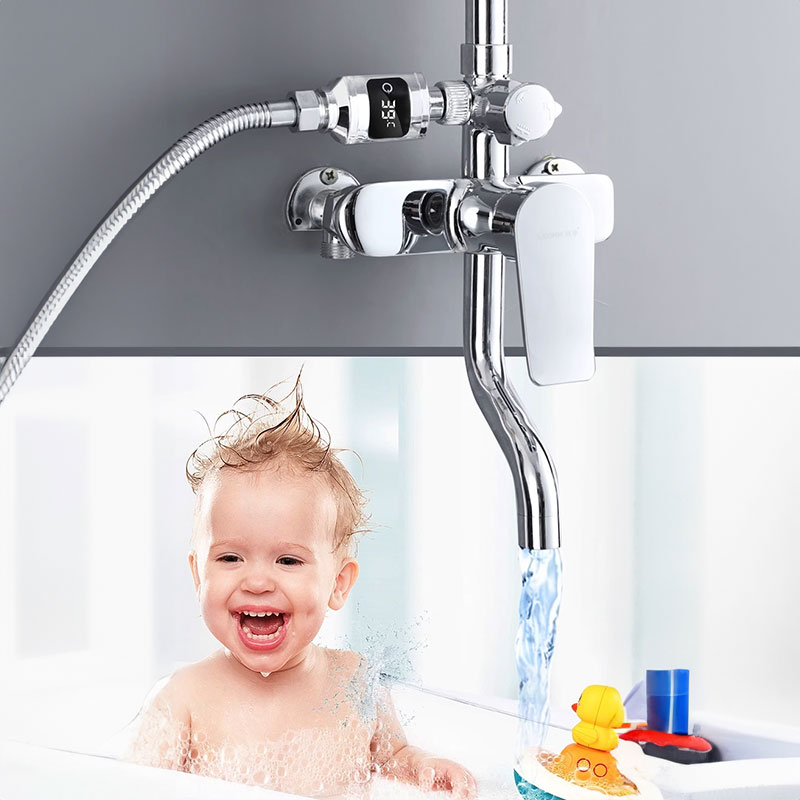 Black LED bathroom shower thermometer (0℃~99℃): accurate temp measurement, smart counter — image 5