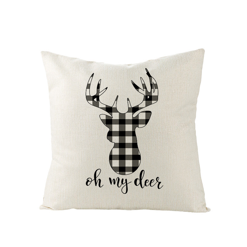 Christmas Pillow with Red Letter Elk Printed Cushion Cover and Linen Pillow Cover — image 13