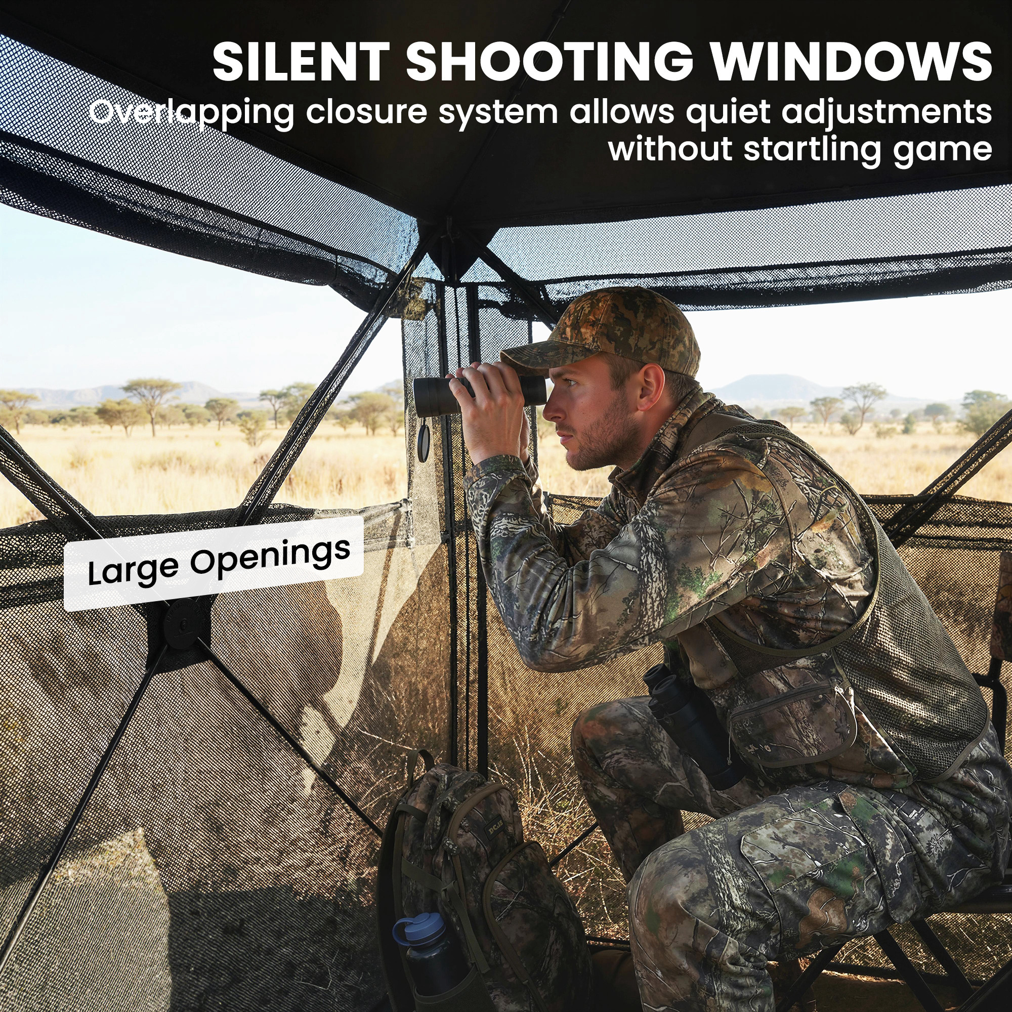 Hunting Blind for 2 Person, See Through Pop Up Blind with 270-Degree View, Windows for Deer Hunting, Camouflage — image 8