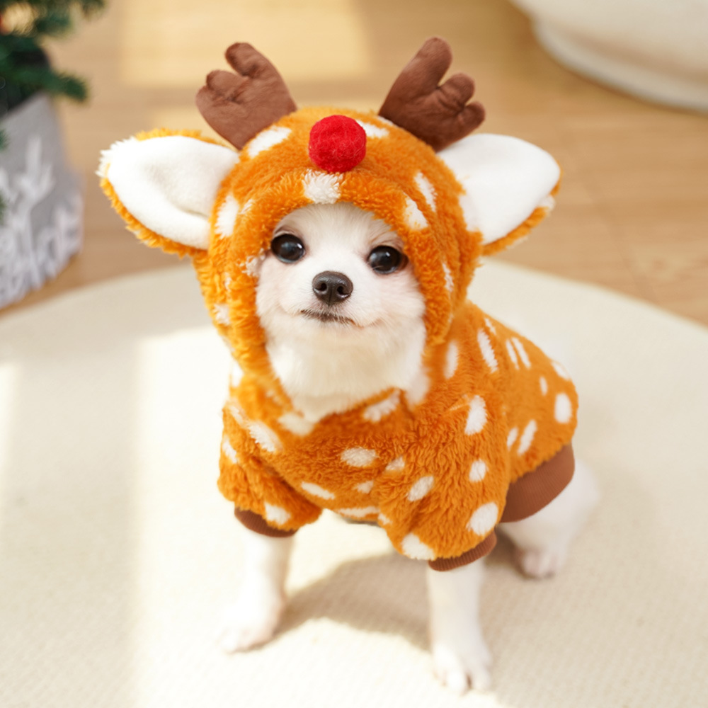 Pet Dog Cat Christmas Cat Clothes Elk Autumn and Winter Plush Medium Dog Fighting Cat Supplies Transformation Clothes — image 1