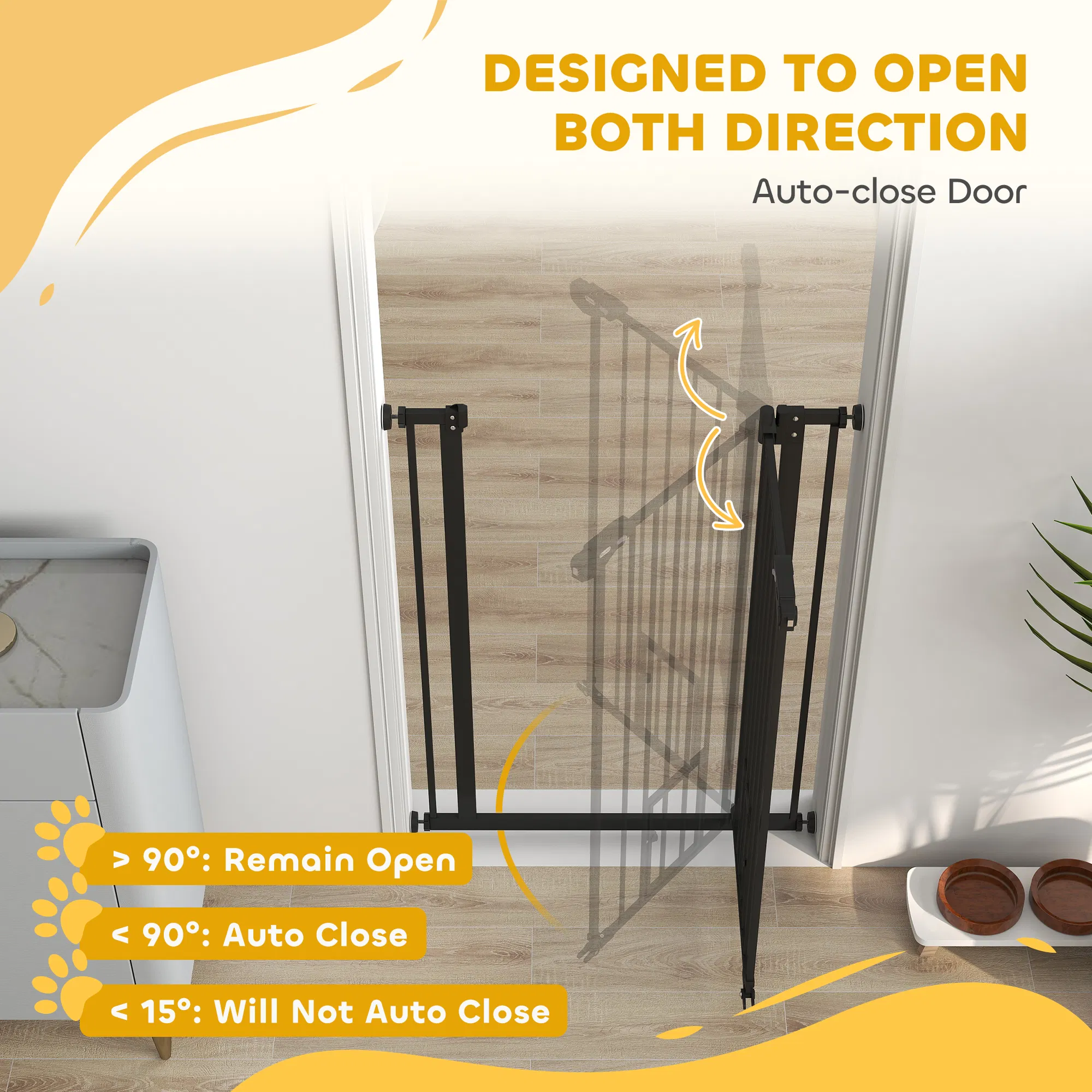 41" Easy Open Indoor Dog Gates for Doorways, House, Stair - Black — image 6
