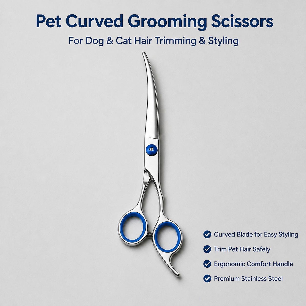 Pet Grooming Scissors Kit, 4 In 1 Professional Stainless Steel Dog Cat Grooming Shears Set, Straight & Curved & Thinning Scissors With Metal Comb & Storage Case, Safe Home Pet Hair Trimming Tool For — image 3