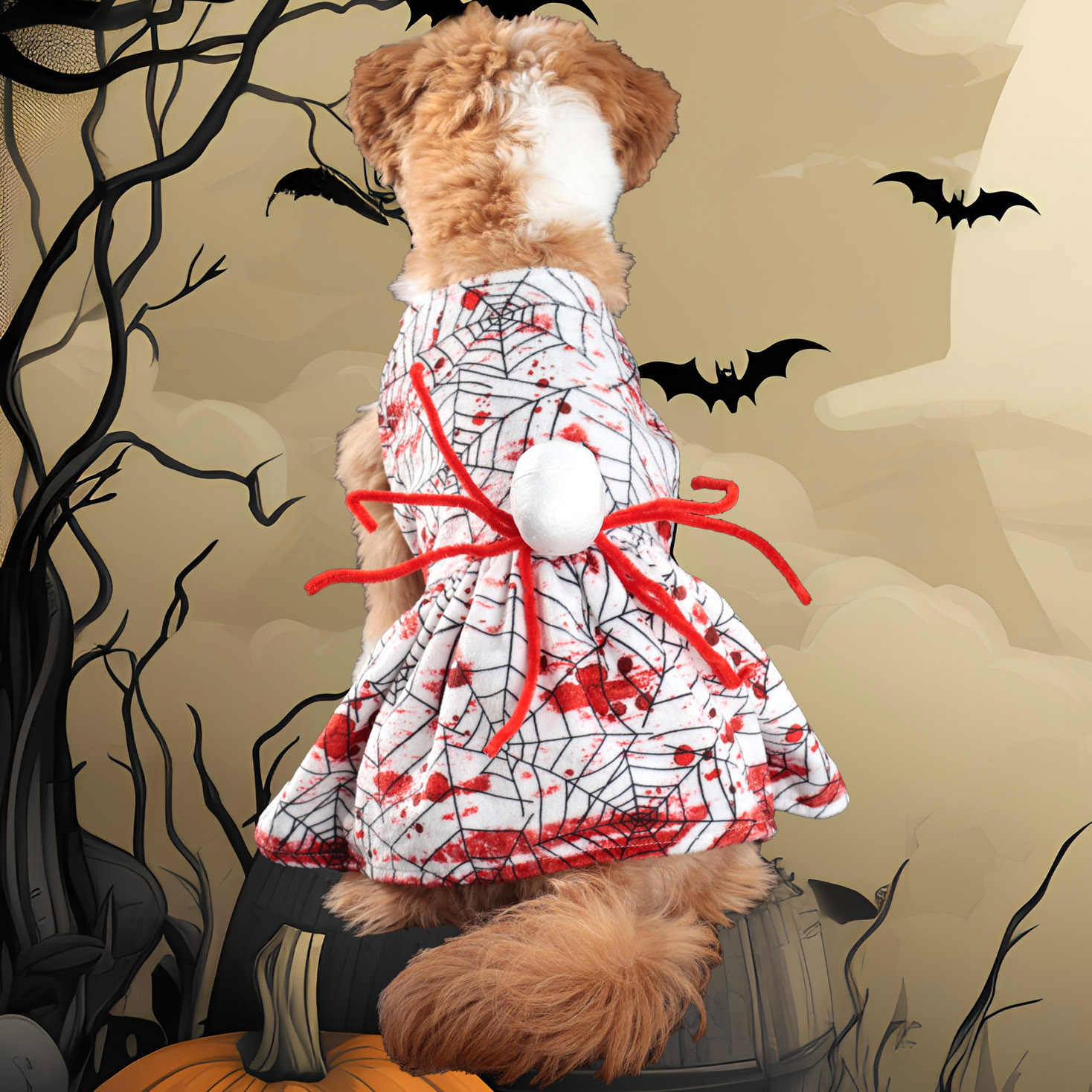 Disfraz de Halloween para Perros: Ropa de Cuatro Patas con Araña Sanguinaria Pequeño Tamaño — imagen 3