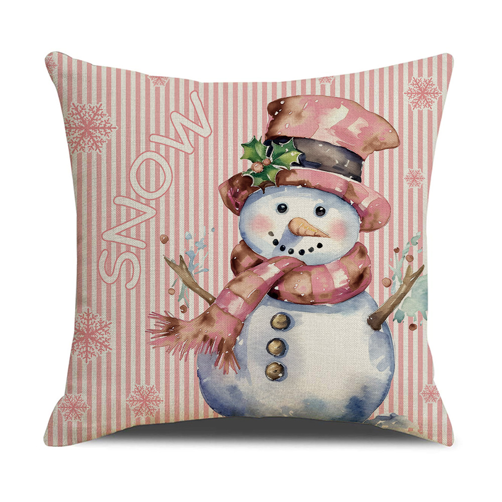 Pink Dog Christmas Snowman Pillow Cover Amazon Home Sofa Cushion Cover Holiday Pillow — image 5