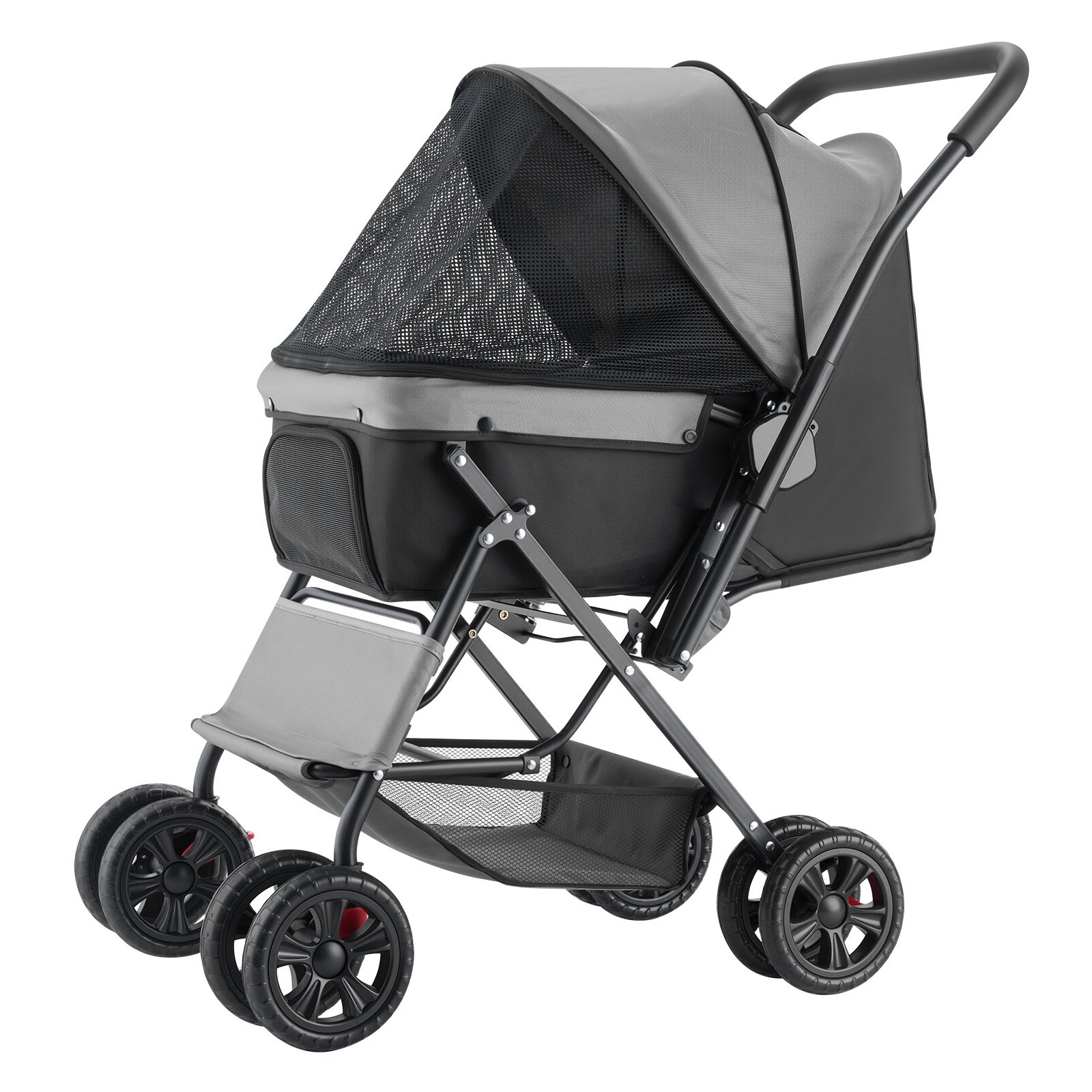Pet Stroller Foldable 4 Wheels Travel Dog Stroller Reversible Handle Up To 44lbs — image 1