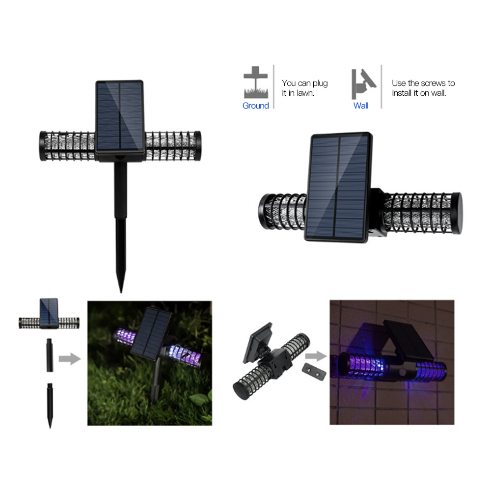 Solar Mosquito Killer Lamp Outdoor Waterproof Villa Yard Garden LED Light Lawn Camping Lamp Large Bug Zapper Light Whole Night — image 4