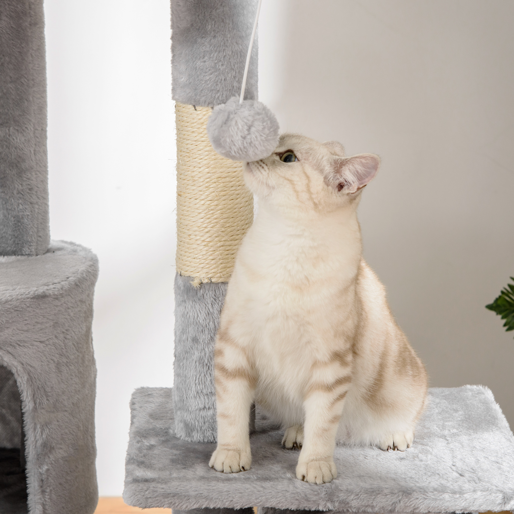 Floor to Ceiling Cat Tree, 94.5-102.5 inch Height Adjustable Cat Climbing Tower with Scratching Posts, Condos, Hammocks — image 3