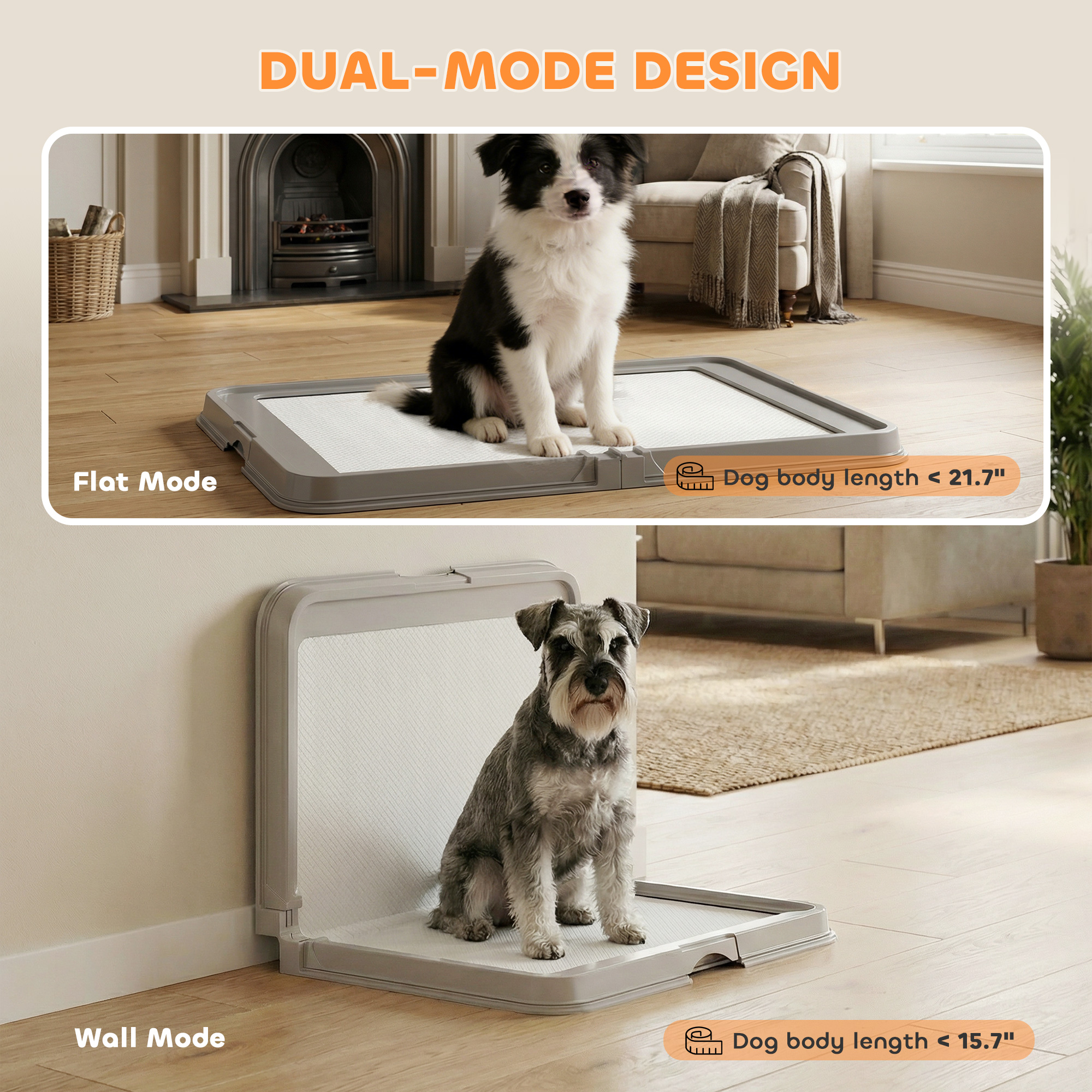 Porta Pañales Plegable para Perros con 3 Rodajas Desechables, 33.9" x 24.4", Gris — imagen 8