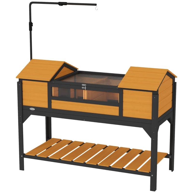 Tortoise Enclosure Tortoise House With Adjustable Lamp Holder Storage Shelf, Dual Main Houses, Openable Lid, Yellow — imagen 7