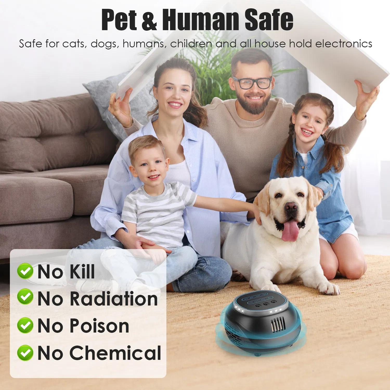 Ultrasonic Rodent Chaser Rat Repellent Pest Driver Mouse Control Squirrel Repeller With 4 Modes 4-65KHz Strobe Light 4 Timer 1292sq.ft. Coverage For Rodent Mouse Rats Squirrels Bats GPCT5491 — image 14